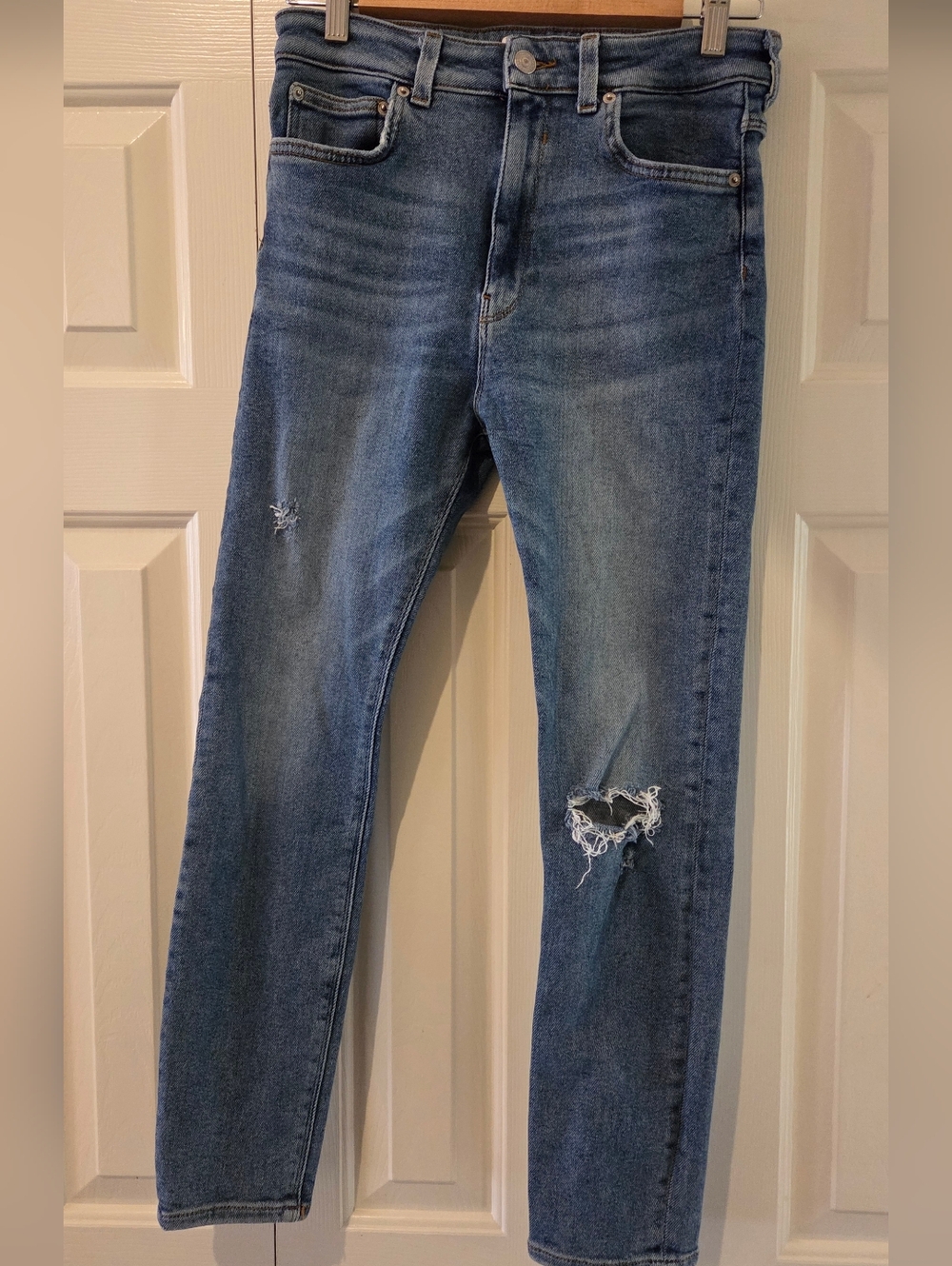 Zara Medium Blue Skinny Ripped Jeans